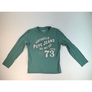 Pepe Jeans London Portobello Road Graphic Long Sleeve Tee Green Size 12/152